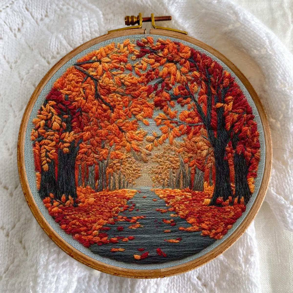 Rubbyoo Embroidery Kit - Autumn View | Nature Needle Art | Handmade Desk Decor - image 4