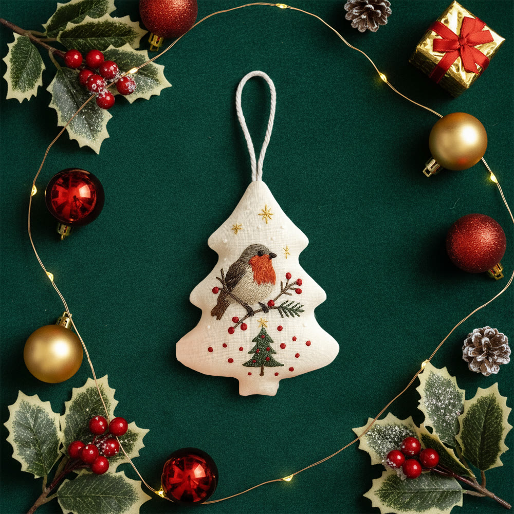 Rubbyoo Tree-shaped Embroidery Kit - Robin Bird | Winter Craft Project | Festive Christmas Ornament - image 9
