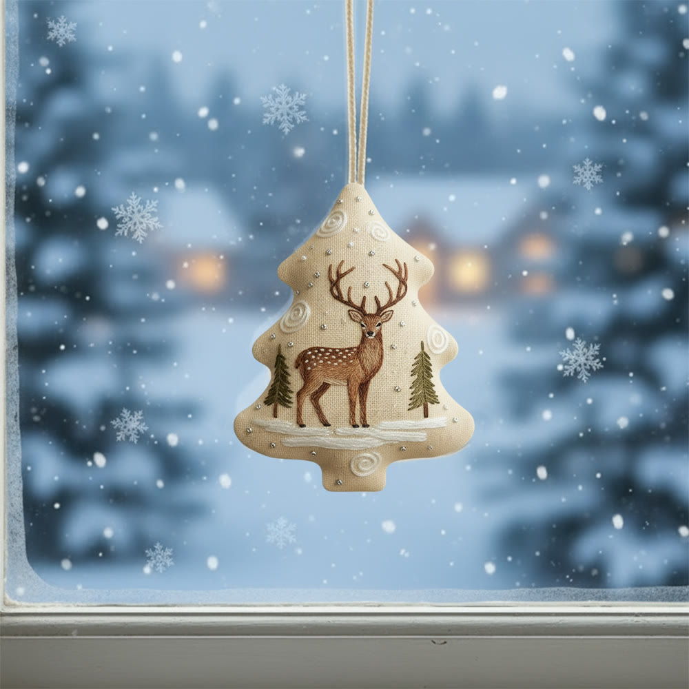Rubbyoo Tree-shaped Embroidery Kit - Stag Deer | Fun Diy Craft For Beginners | Whimsical Holiday Decor - image 2