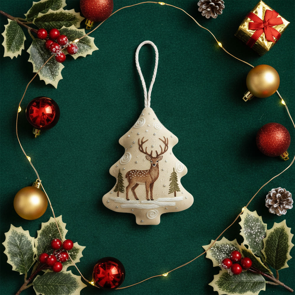 Rubbyoo Tree-shaped Embroidery Kit - Stag Deer | Fun Diy Craft For Beginners | Whimsical Holiday Decor - image 9