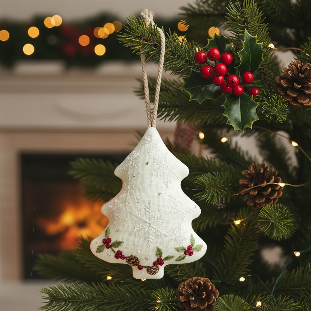 Rubbyoo Tree-shaped Embroidery Kit - Snowflake Design | Elegant Christmas Diy Project | Beautiful Holiday Accent - 6 inches hoop kit - image 1