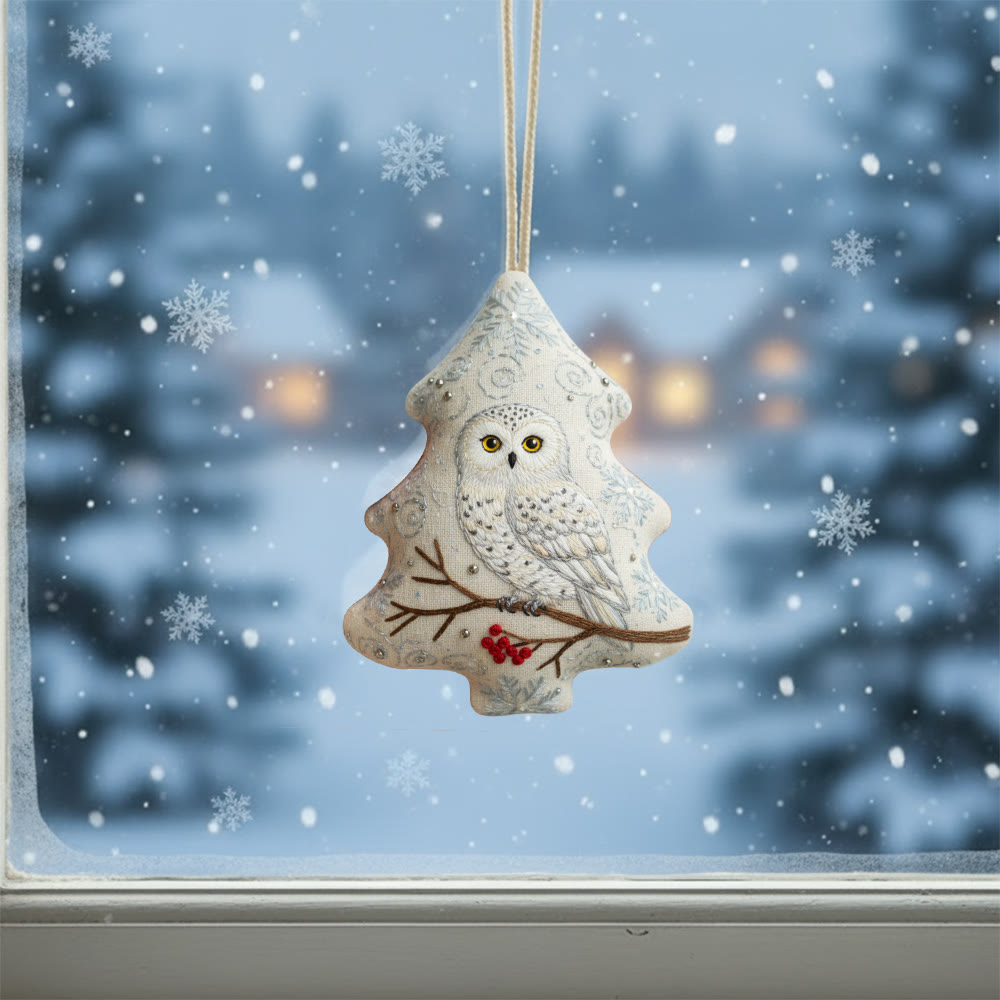 Rubbyoo Tree-shaped Embroidery Kit - Snowy Owl | Realistic Embroidery Christmas Ornament | Custom Handmade Gift - image 2