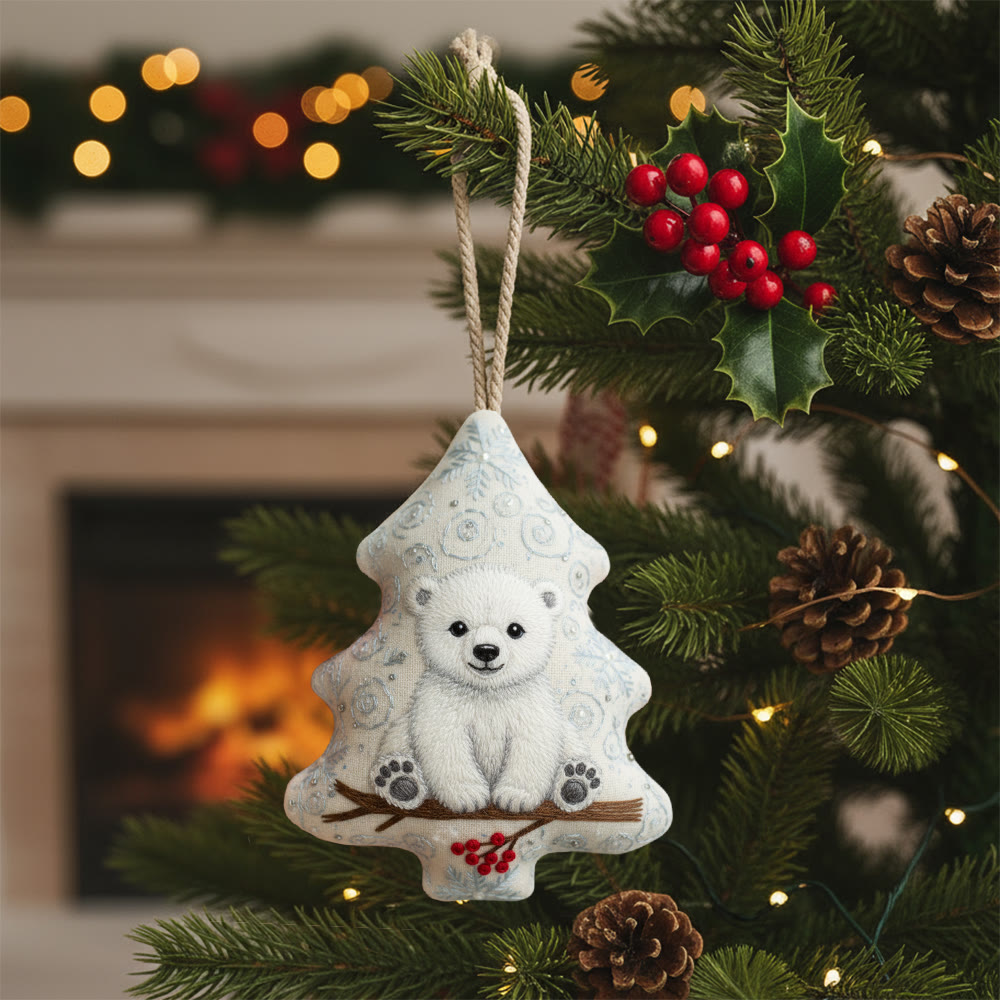 Rubbyoo Tree-shaped Embroidery Kit - Polar Bear | Cute Handmade Gift | Perfect Present - 6 inches hoop kit - image 1