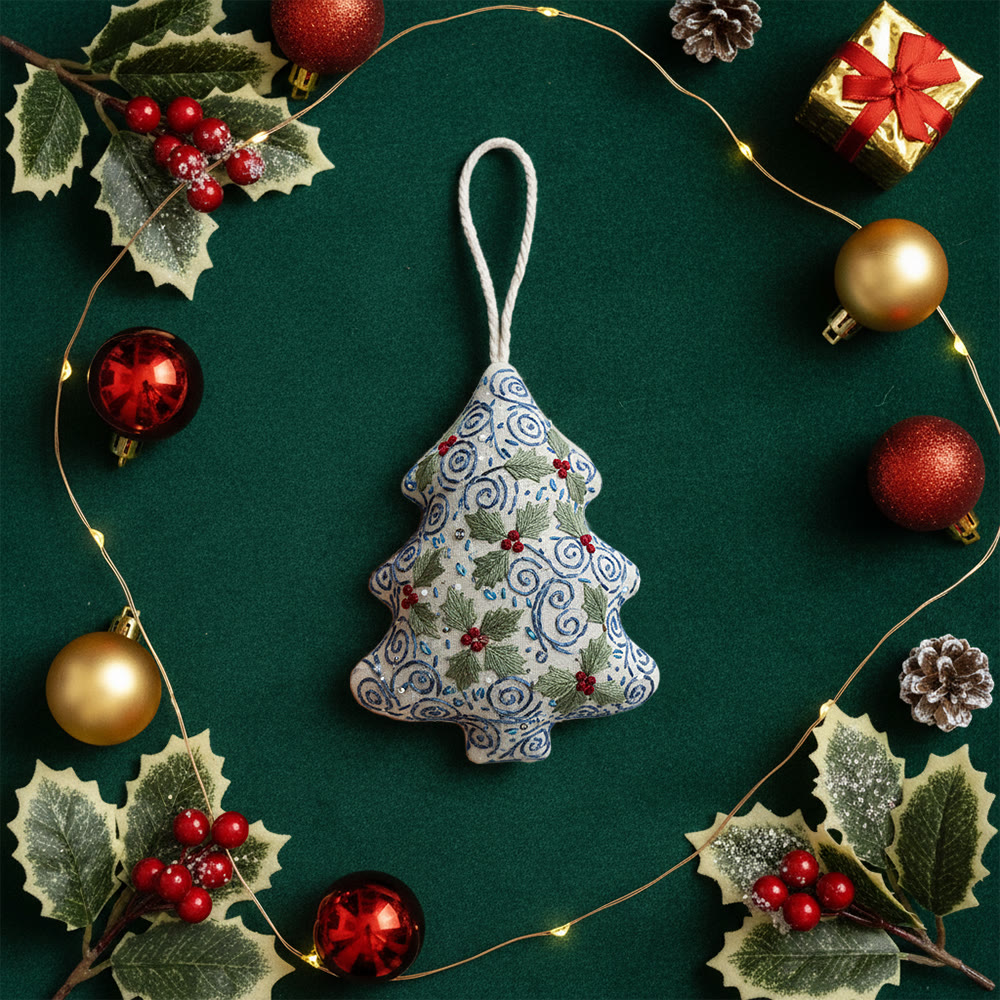 Rubbyoo Tree-shaped Embroidery Kit - Swirling Holly | Easy Diy Craft For Beginners | Exquisite Hanging Embroidery - image 6