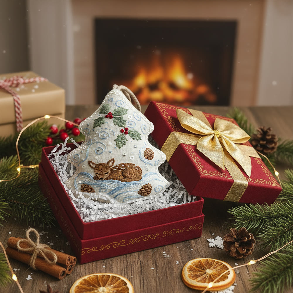 Rubbyoo Tree-shaped Embroidery Kit - Deer Pinecone Motif | Cozy Hanging Decoration | Top Gifting DIY Craft - image 7