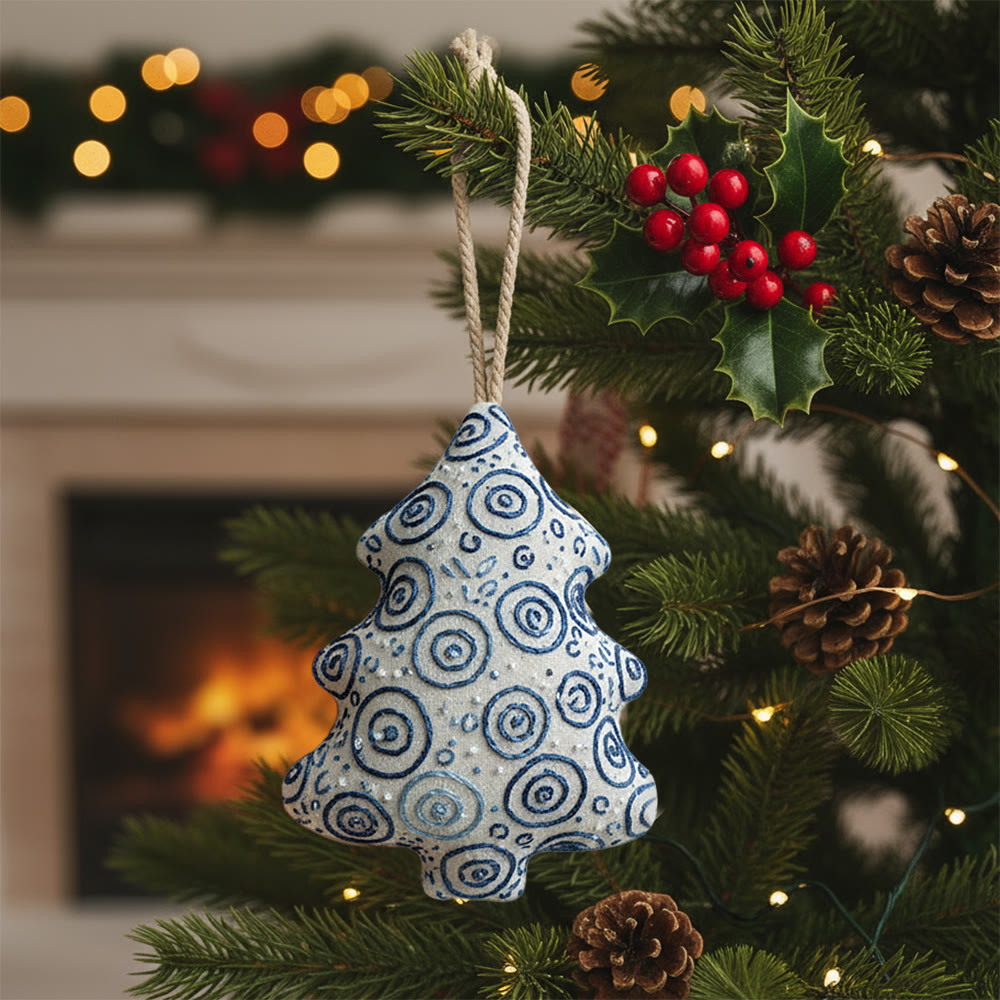 Rubbyoo Tree-shaped Embroidery Kit -  Swirl Pattern Motif | Beginner-friendly Hand Embroidery Bundle | Thoughtful Personalized Gift - 6 inches hoop kit - image 1