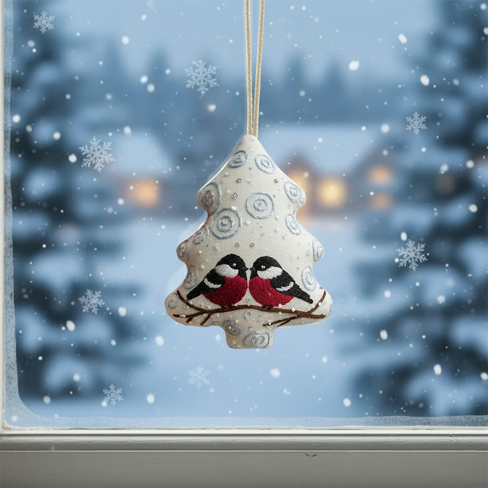 Rubbyoo Tree-shaped Embroidery Kit -  Twin Birds With Swirl Detail | Approachable Embroidery Assortment | Festive Tree Accent - image 2