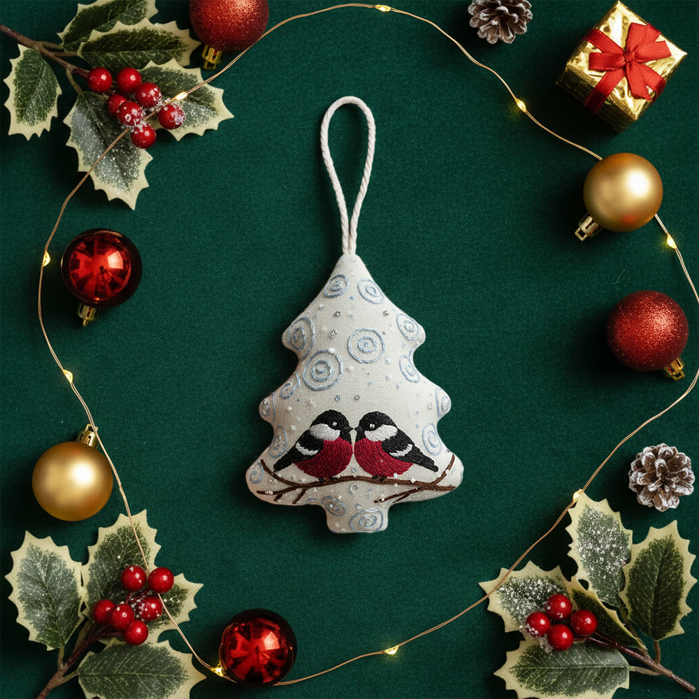 Rubbyoo Tree-shaped Embroidery Kit -  Twin Birds With Swirl Detail | Approachable Embroidery Assortment | Festive Tree Accent - image 10