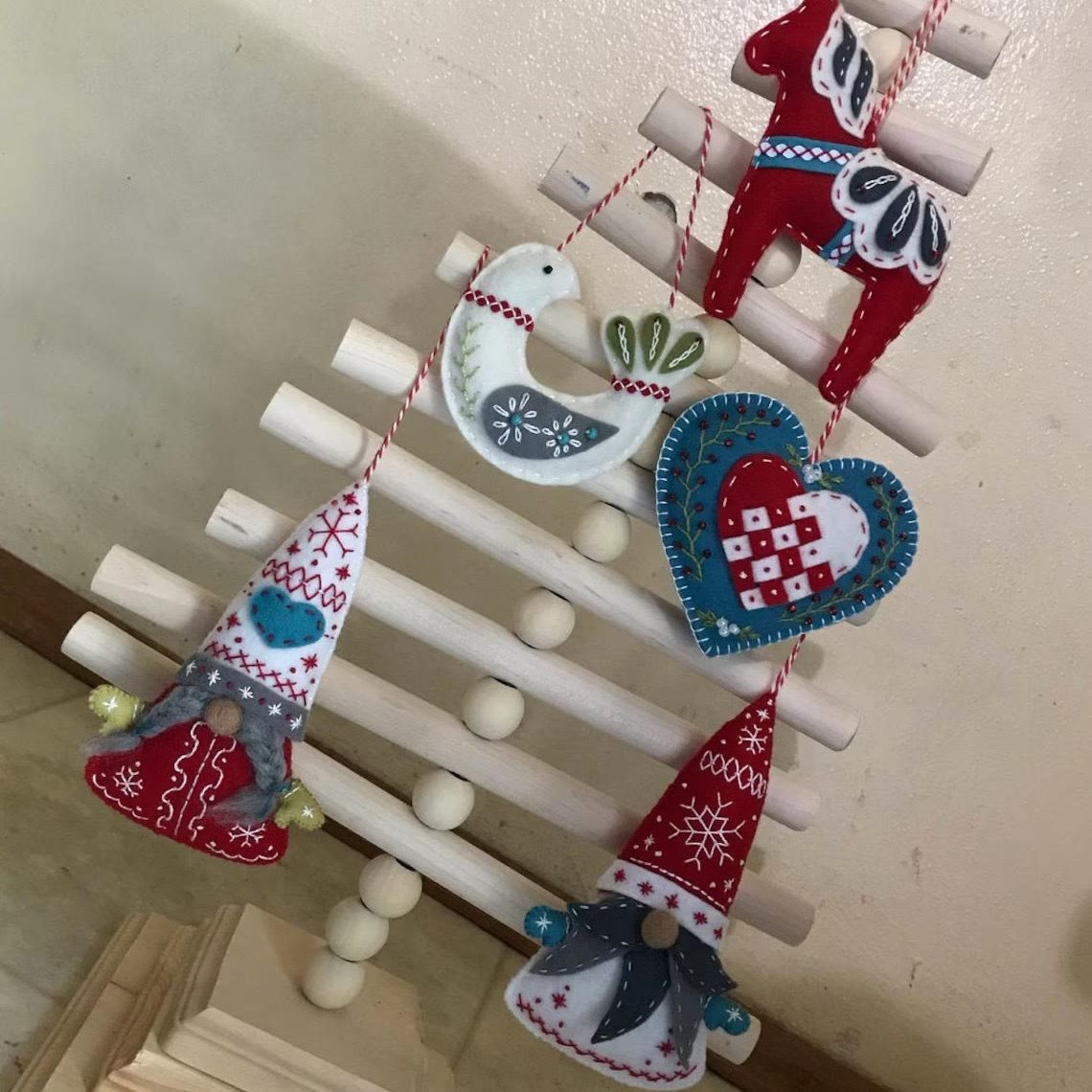 Embroidery Felt Ornaments Kit - Nordic House Art Craft | Diy Christmas Celebration Gift | Nice For Handmade Beginner - Five-piece set - B - image 6