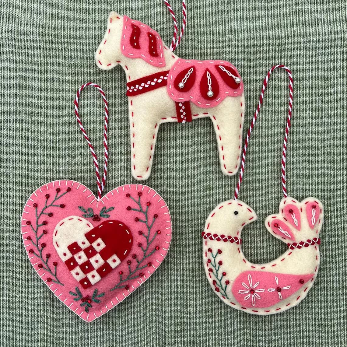 Embroidery Felt Ornaments Kit - Nordic House Art Craft | Diy Christmas Celebration Gift | Nice For Handmade Beginner - Three-piece set - B - image 2