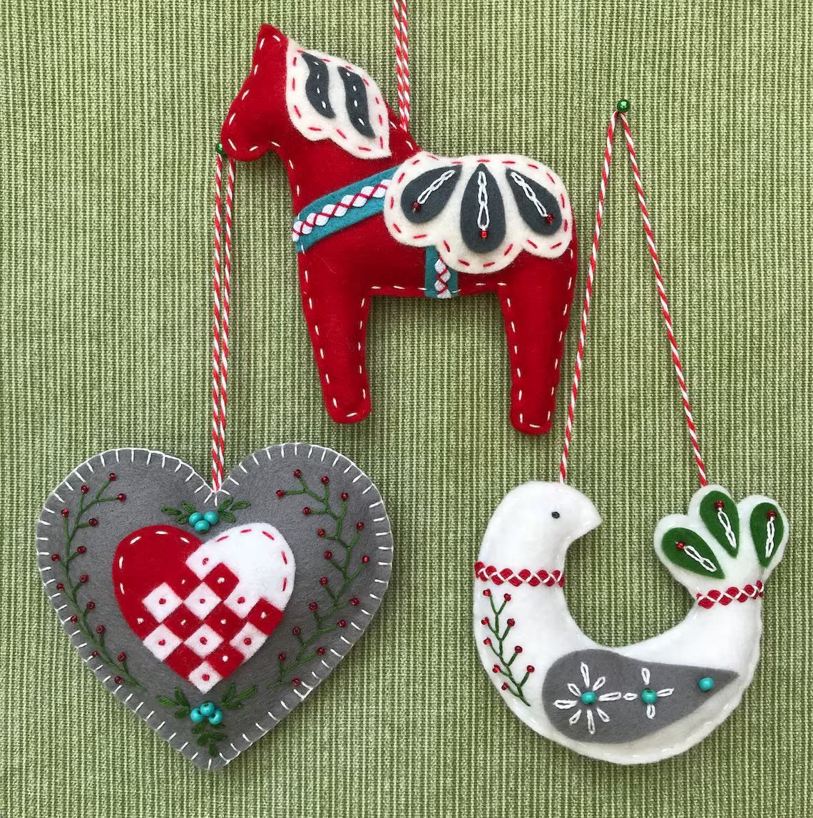 Embroidery Felt Ornaments Kit - Nordic House Art Craft | Diy Christmas Celebration Gift | Nice For Handmade Beginner - Three-piece set - A - image 1