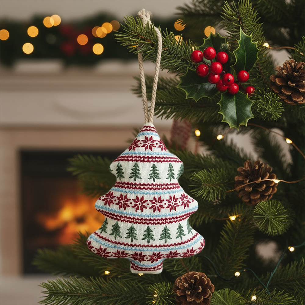 Rubbyoo Tree-shaped Embroidery Kit - Fair Isle Tree Pattern | Beginner-friendly Diy | Home Decor Hanger - 6 inches hoop kit - image 1