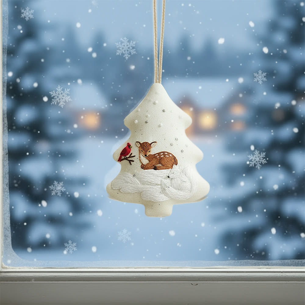 Rubbyoo Tree-shaped Embroidery Kit - Deer And Cardinal Winter | Luxe Detailed Stitchwork | Festive Tree Keepsake - image 2