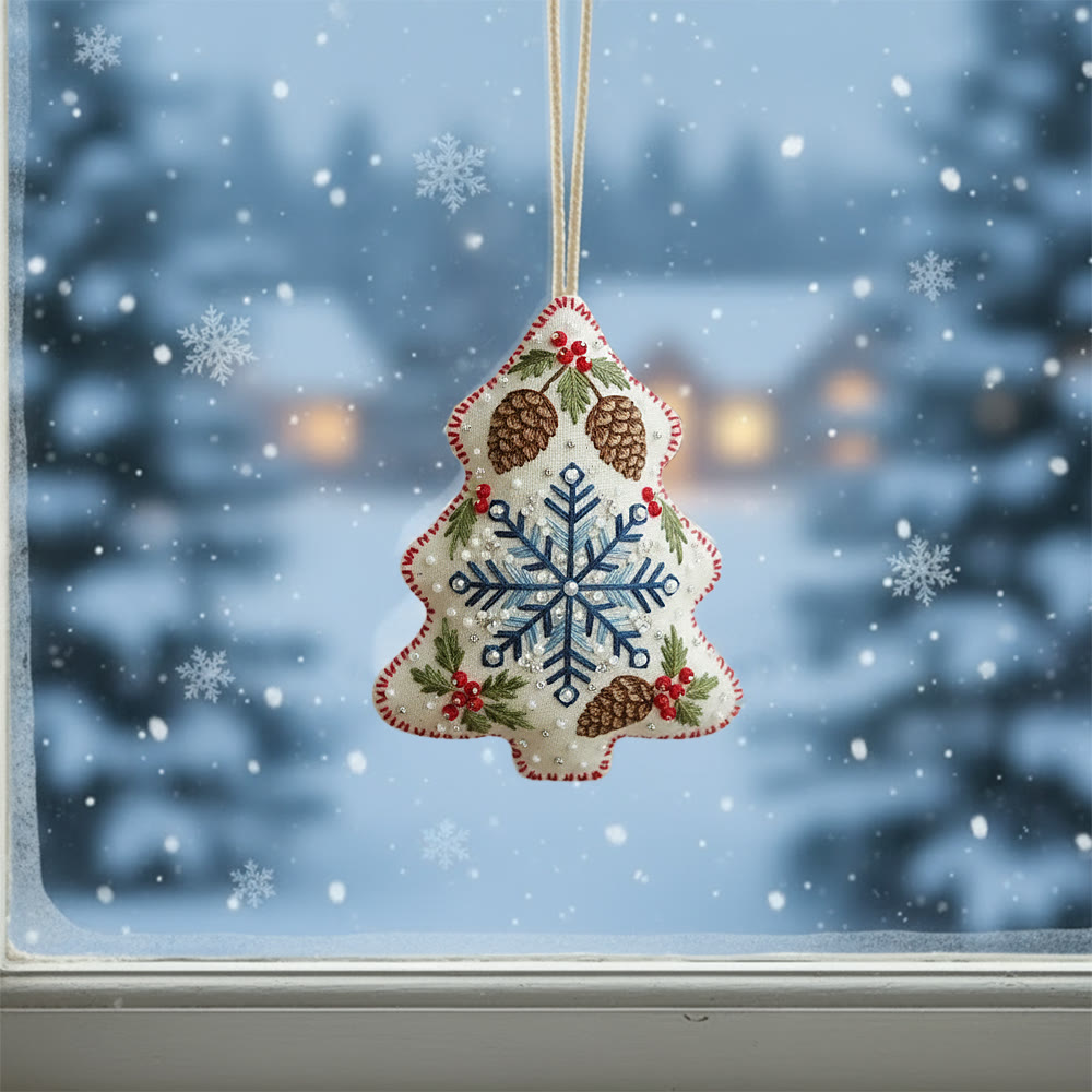 Rubbyoo Tree-shaped Embroidery Kit - Snowflake-pinecone | Exquisite Decor | Top Holiday Gifting Pick - image 2