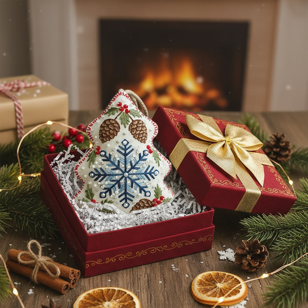 Rubbyoo Tree-shaped Embroidery Kit - Snowflake-pinecone | Exquisite Decor | Top Holiday Gifting Pick - image 3