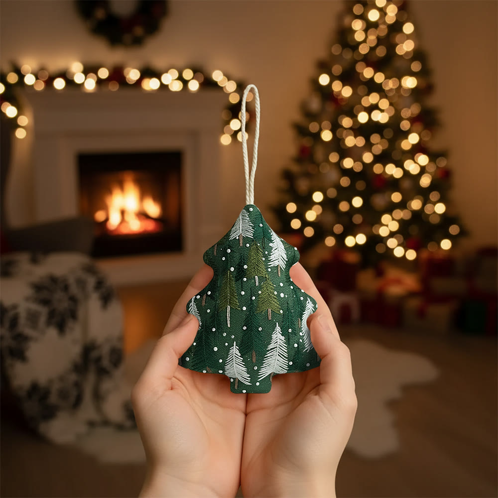 Rubbyoo Tree-shaped Embroidery Kit - Green Pine Snowfall Design | Fresh Winter Pine Needlework | Christmas Charm - image 3