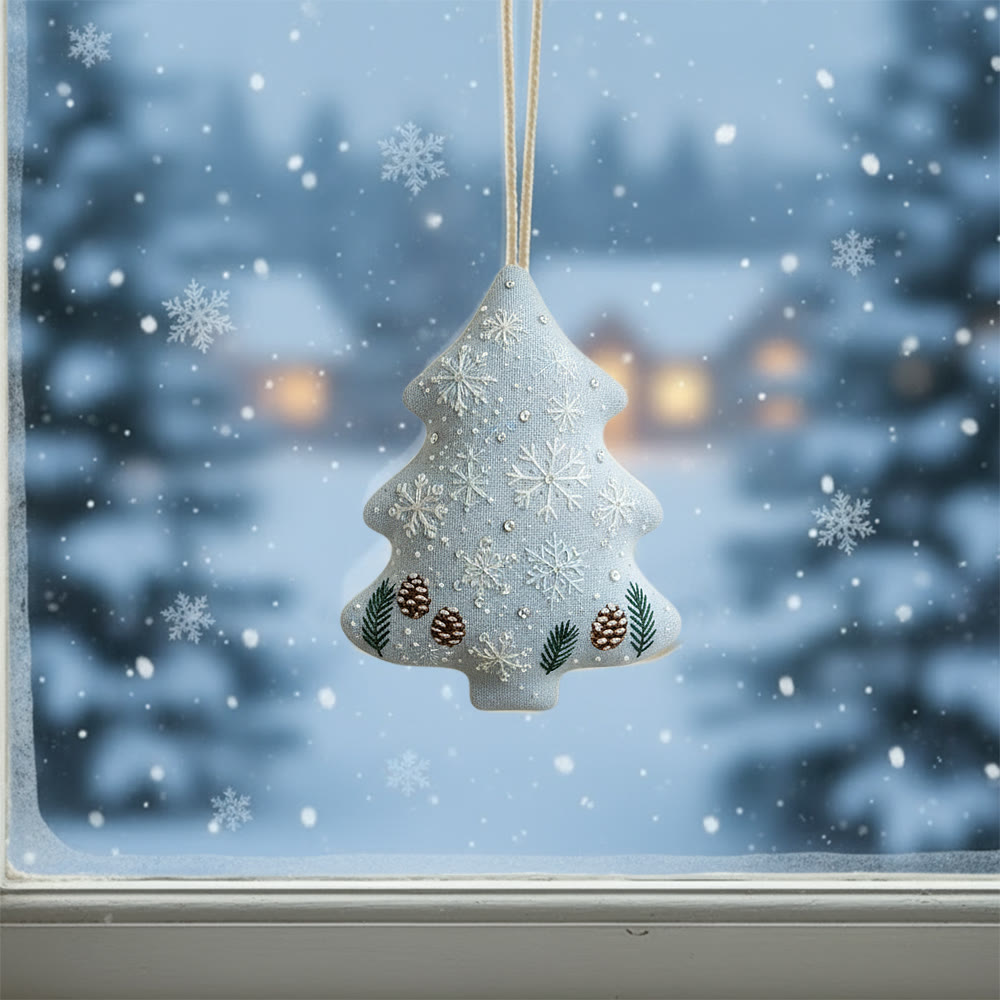Rubbyoo Tree-shaped Embroidery Kit - Light Blue Snowflake-pinecone | Sophisticated Trimming | Go-to Holiday Gift Choice - image 2