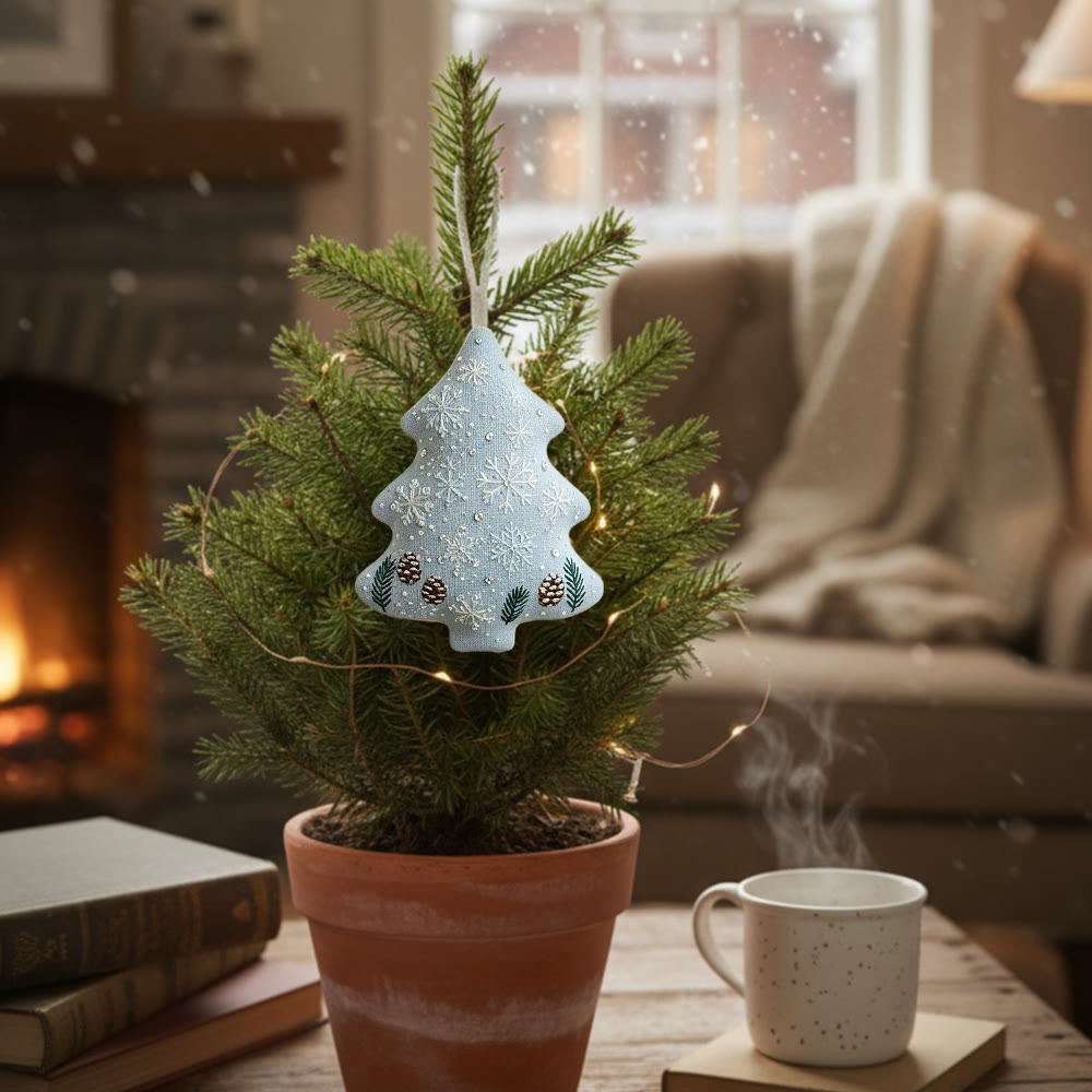 Rubbyoo Tree-shaped Embroidery Kit - Light Blue Snowflake-pinecone | Sophisticated Trimming | Go-to Holiday Gift Choice - image 3