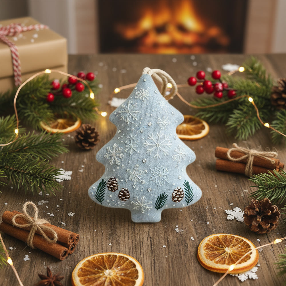 Rubbyoo Tree-shaped Embroidery Kit - Light Blue Snowflake-pinecone | Sophisticated Trimming | Go-to Holiday Gift Choice - image 7
