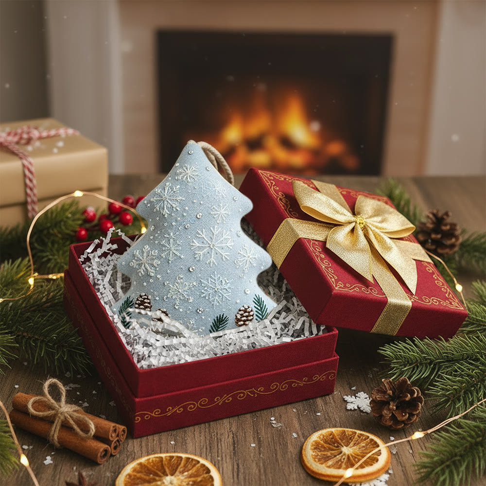Rubbyoo Tree-shaped Embroidery Kit - Light Blue Snowflake-pinecone | Sophisticated Trimming | Go-to Holiday Gift Choice - image 6