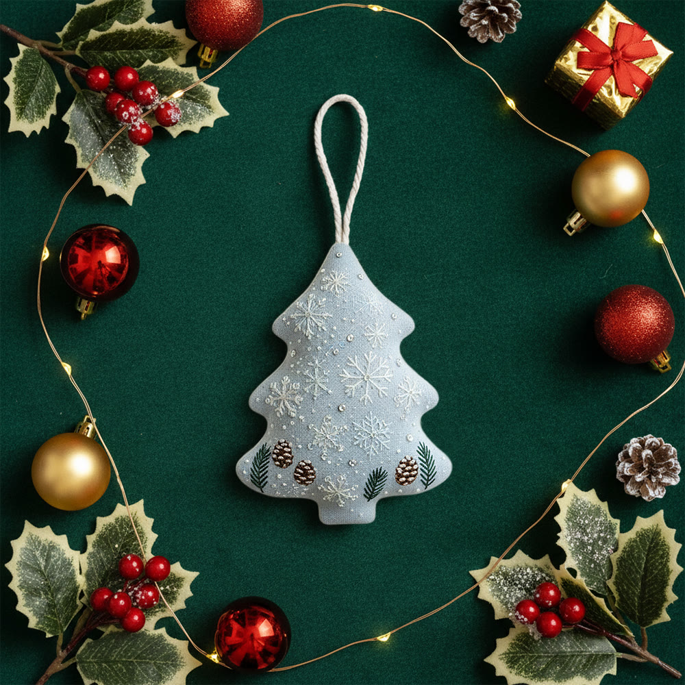 Rubbyoo Tree-shaped Embroidery Kit - Light Blue Snowflake-pinecone | Sophisticated Trimming | Go-to Holiday Gift Choice - image 9