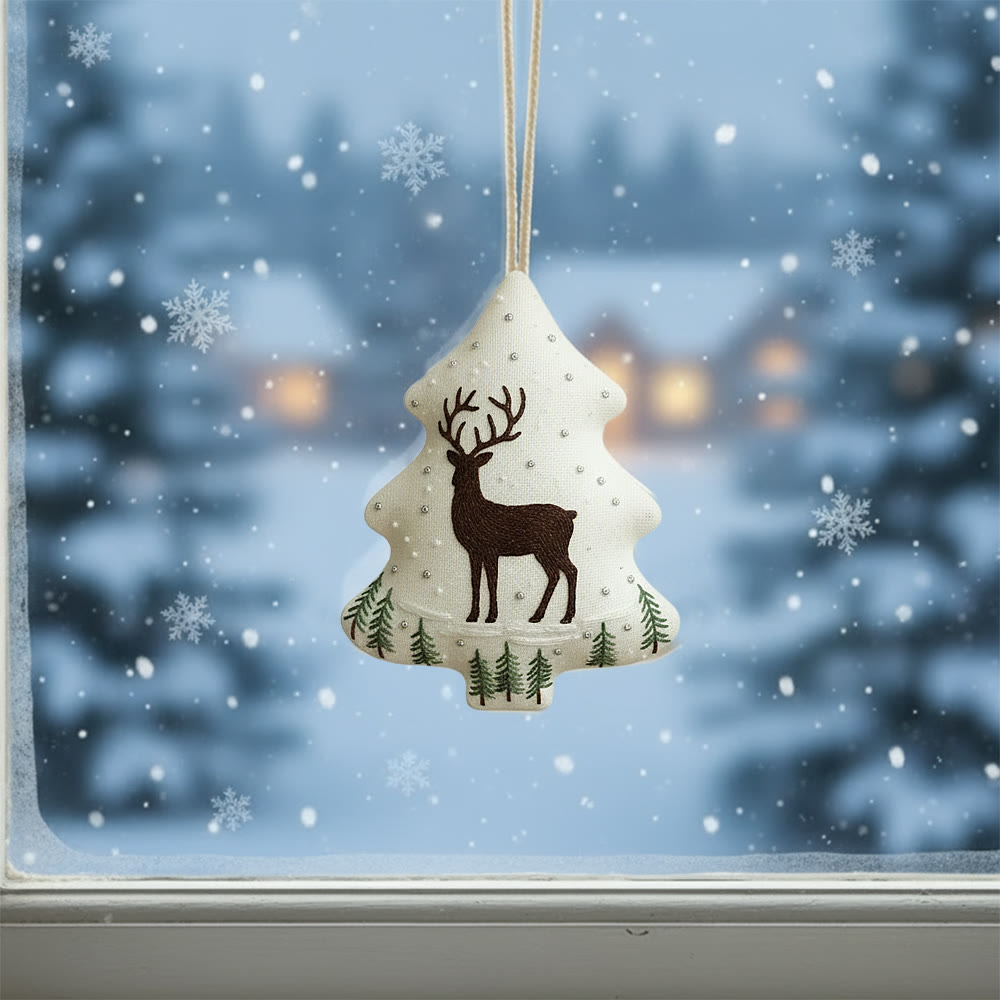 Rubbyoo Tree-shaped Embroidery Kit - Winter Deer And Pine Sprigs | Gentle Winter Stitching | Thoughtful Holiday Gift - image 2