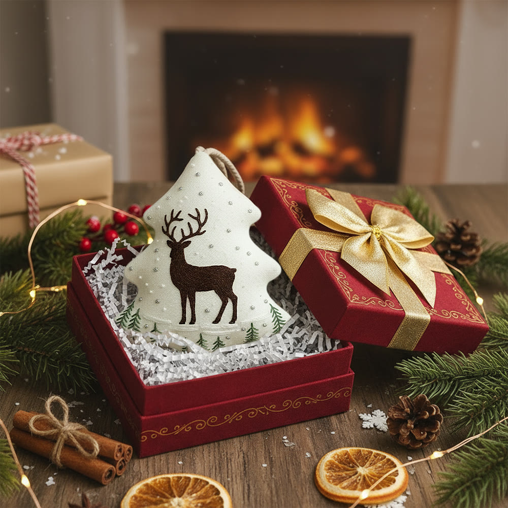 Rubbyoo Tree-shaped Embroidery Kit - Winter Deer And Pine Sprigs | Gentle Winter Stitching | Thoughtful Holiday Gift - image 4