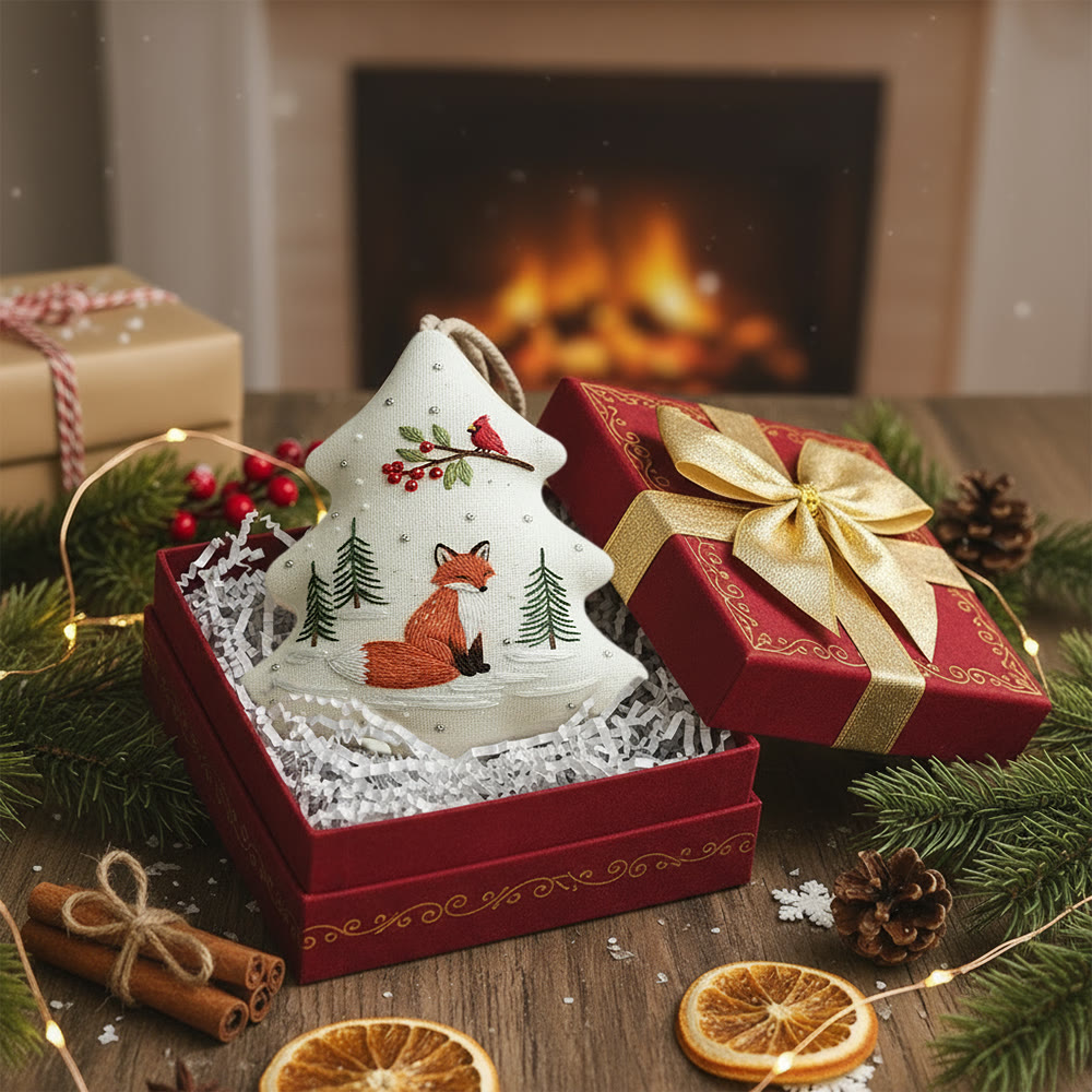 Rubbyoo Tree-shaped Embroidery Kit - Woodland Fox Cardinal | Charming Woodland Stitching | Festive Gifting Decor - image 7