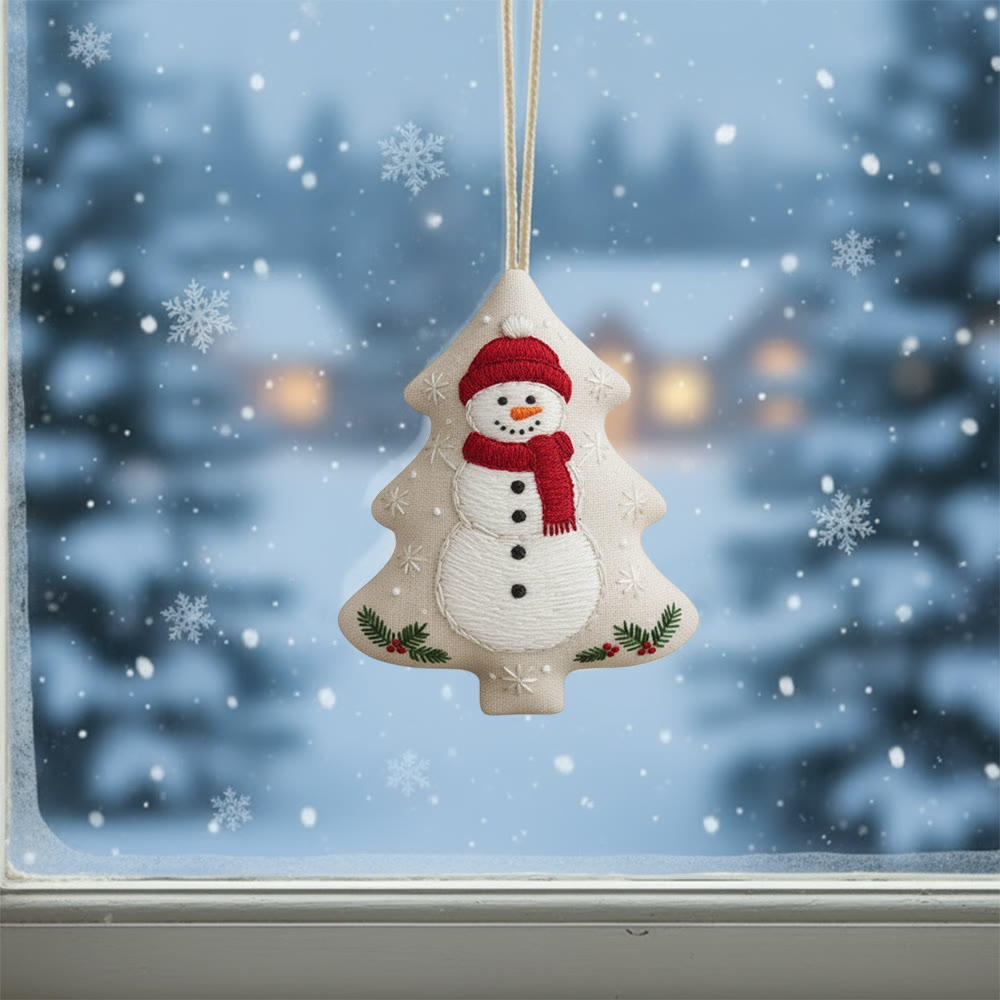 Rubbyoo Tree-shaped Embroidery Kit - Happy Snow Man | Christmas Hanging Decor | Diy Needle Artcraft - image 10
