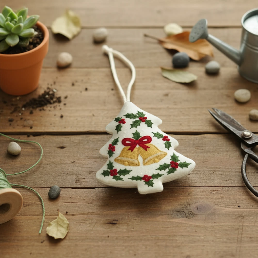 Rubbyoo Tree-shaped Embroidery Kit - Christmas Bell | Winter Holiday Artwork | Creative Stitch Craft - image 10