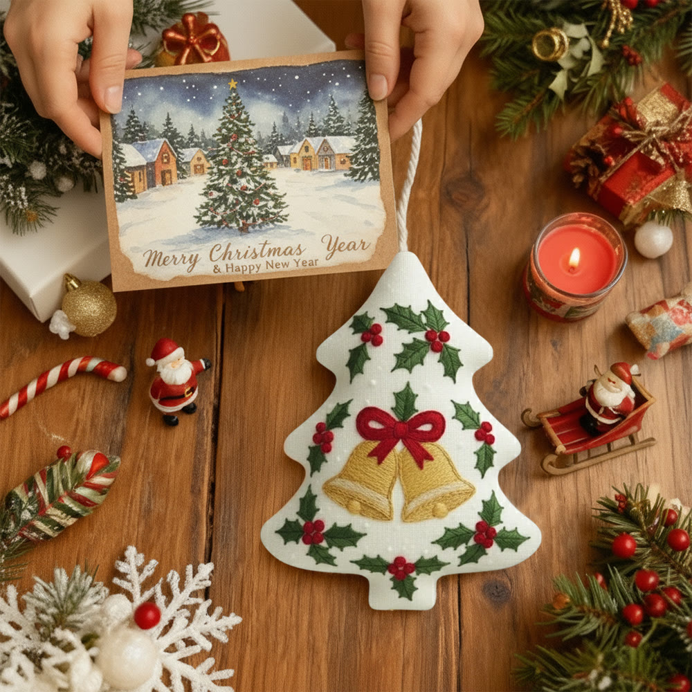 Rubbyoo Tree-shaped Embroidery Kit - Christmas Bell | Winter Holiday Artwork | Creative Stitch Craft - image 2