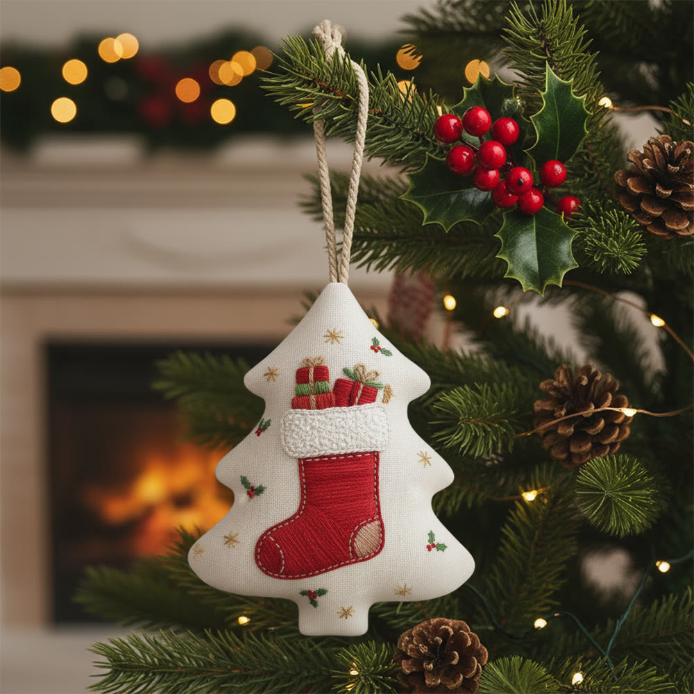 Rubbyoo Tree-shaped Embroidery Kit - Surprising Socks | Diy Hoop Art | Perfect Christmas Gift - 6 inches hoop kit - image 1