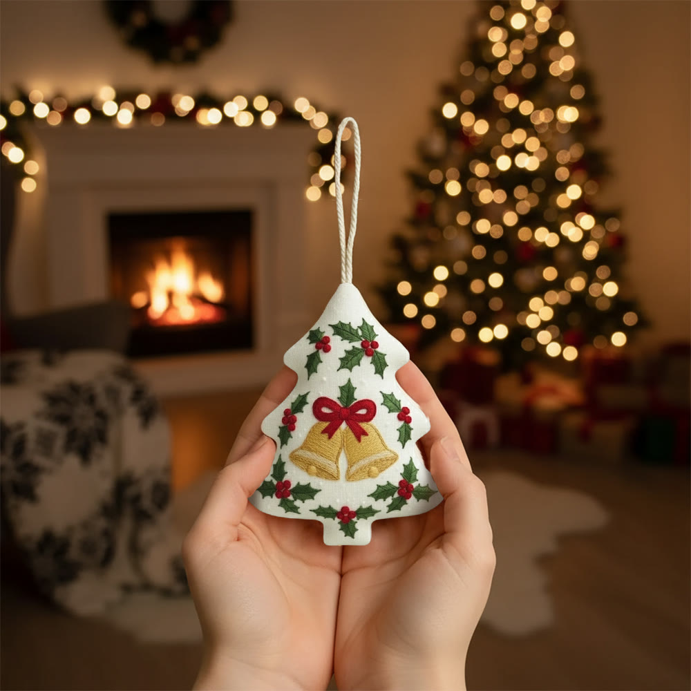 Rubbyoo Tree-shaped Embroidery Kit - Christmas Bell | Winter Holiday Artwork | Creative Stitch Craft - image 4