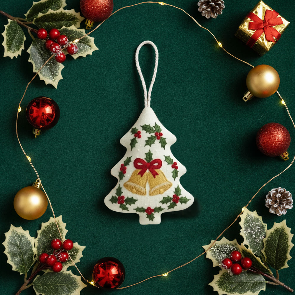 Rubbyoo Tree-shaped Embroidery Kit - Christmas Bell | Winter Holiday Artwork | Creative Stitch Craft - image 7