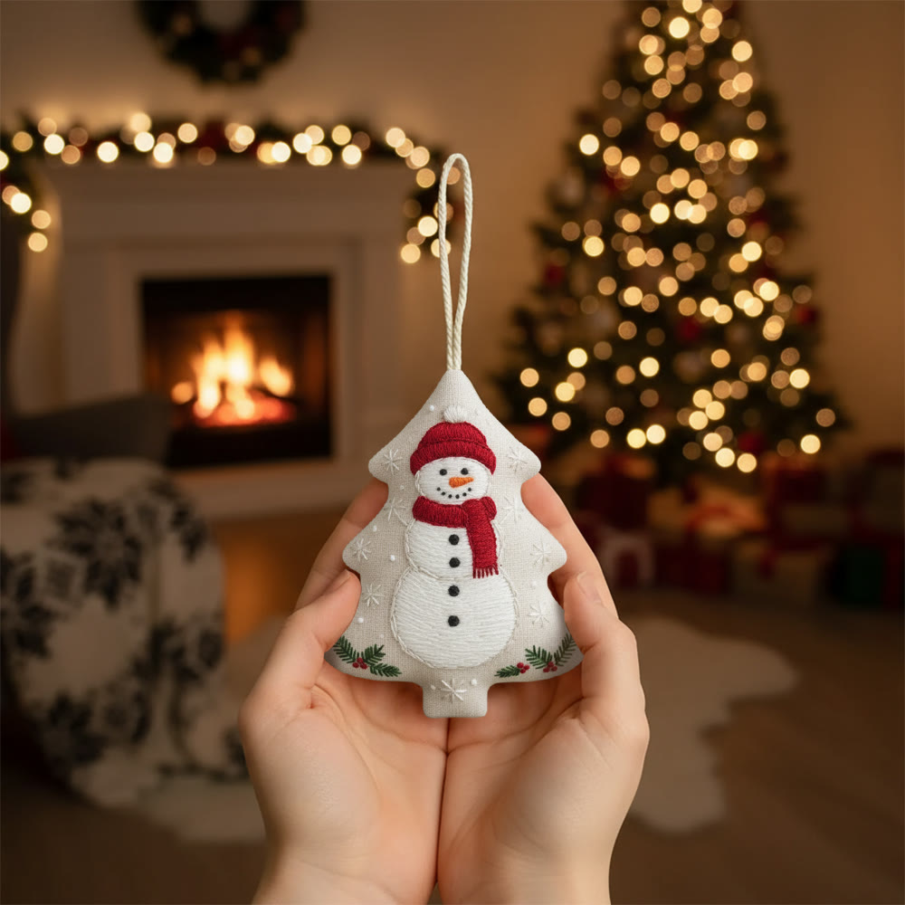 Rubbyoo Tree-shaped Embroidery Kit - Happy Snow Man | Christmas Hanging Decor | Diy Needle Artcraft - image 6