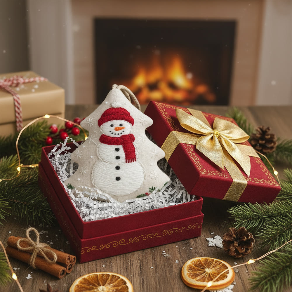 Rubbyoo Tree-shaped Embroidery Kit - Happy Snow Man | Christmas Hanging Decor | Diy Needle Artcraft - image 8