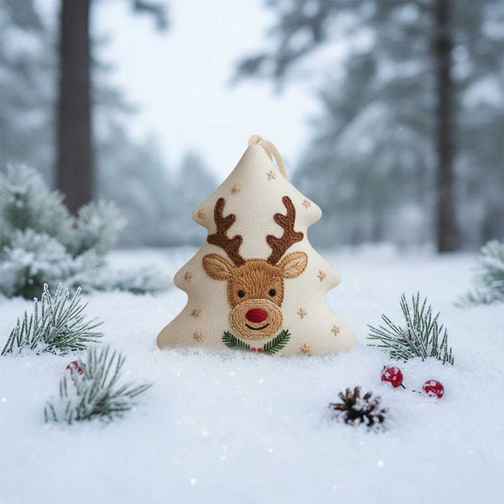 Rubbyoo Tree-shaped Embroidery Kit - Cute Deer | Christmas Tree Hanging Decor | Creative Handmade Art - image 5