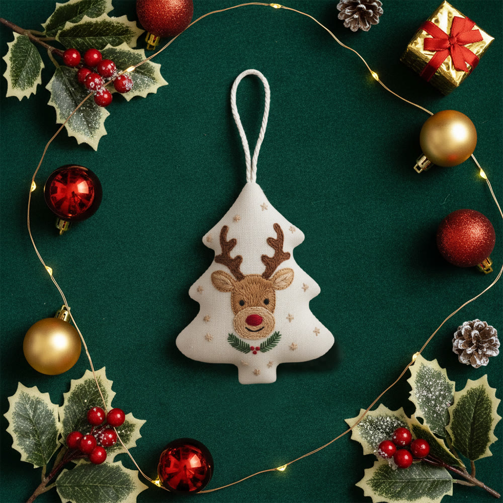 Rubbyoo Tree-shaped Embroidery Kit - Cute Deer | Christmas Tree Hanging Decor | Creative Handmade Art - image 9