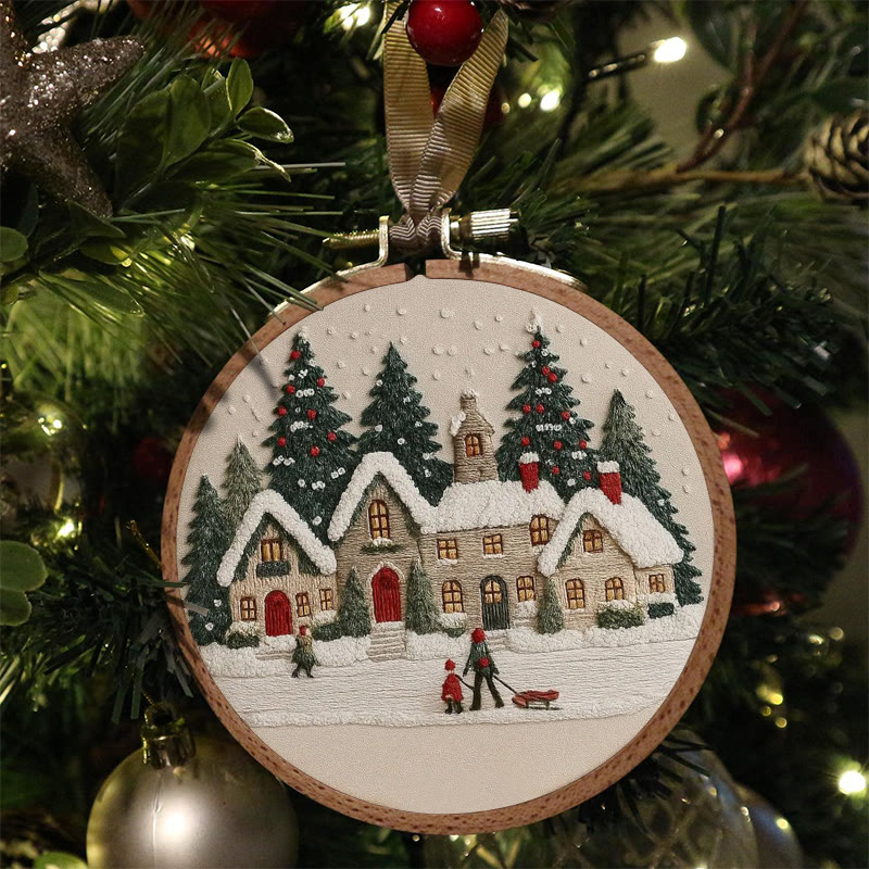 Rubbyoo Embroidery Kit - Christmas Cabin Sledding Scene | Heartwarming Indoor Decor | Exquisite Stitch - image 3