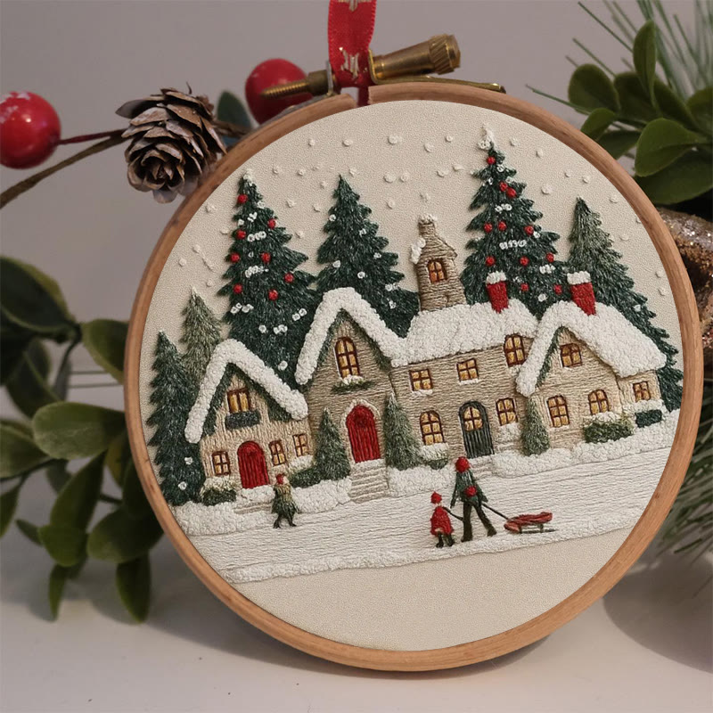 Rubbyoo Embroidery Kit - Christmas Cabin Sledding Scene | Heartwarming Indoor Decor | Exquisite Stitch - image 2