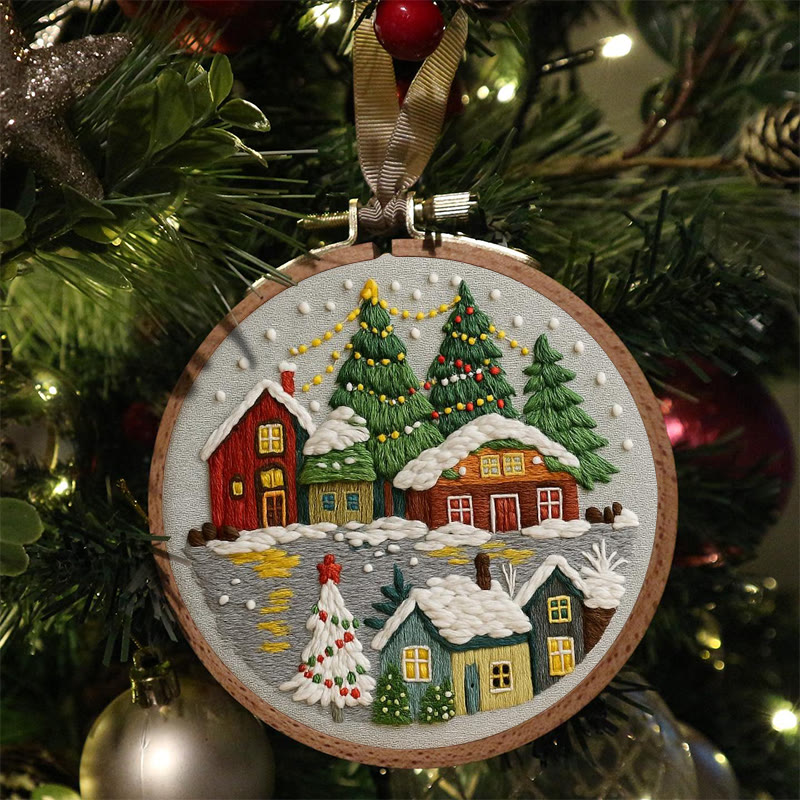 Rubbyoo Embroidery Kit - Christmas Colorful Cottage | Ideal Holiday Gifting Choice | Rich Texture Stitch Craft - image 3