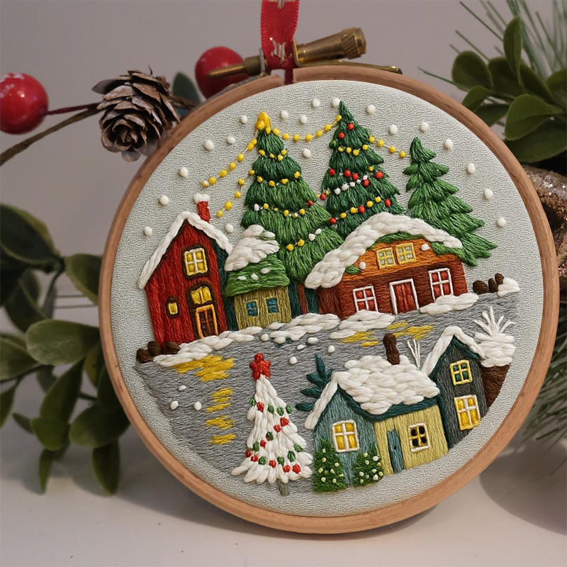 Rubbyoo Embroidery Kit - Christmas Colorful Cottage | Ideal Holiday Gifting Choice | Rich Texture Stitch Craft - image 2