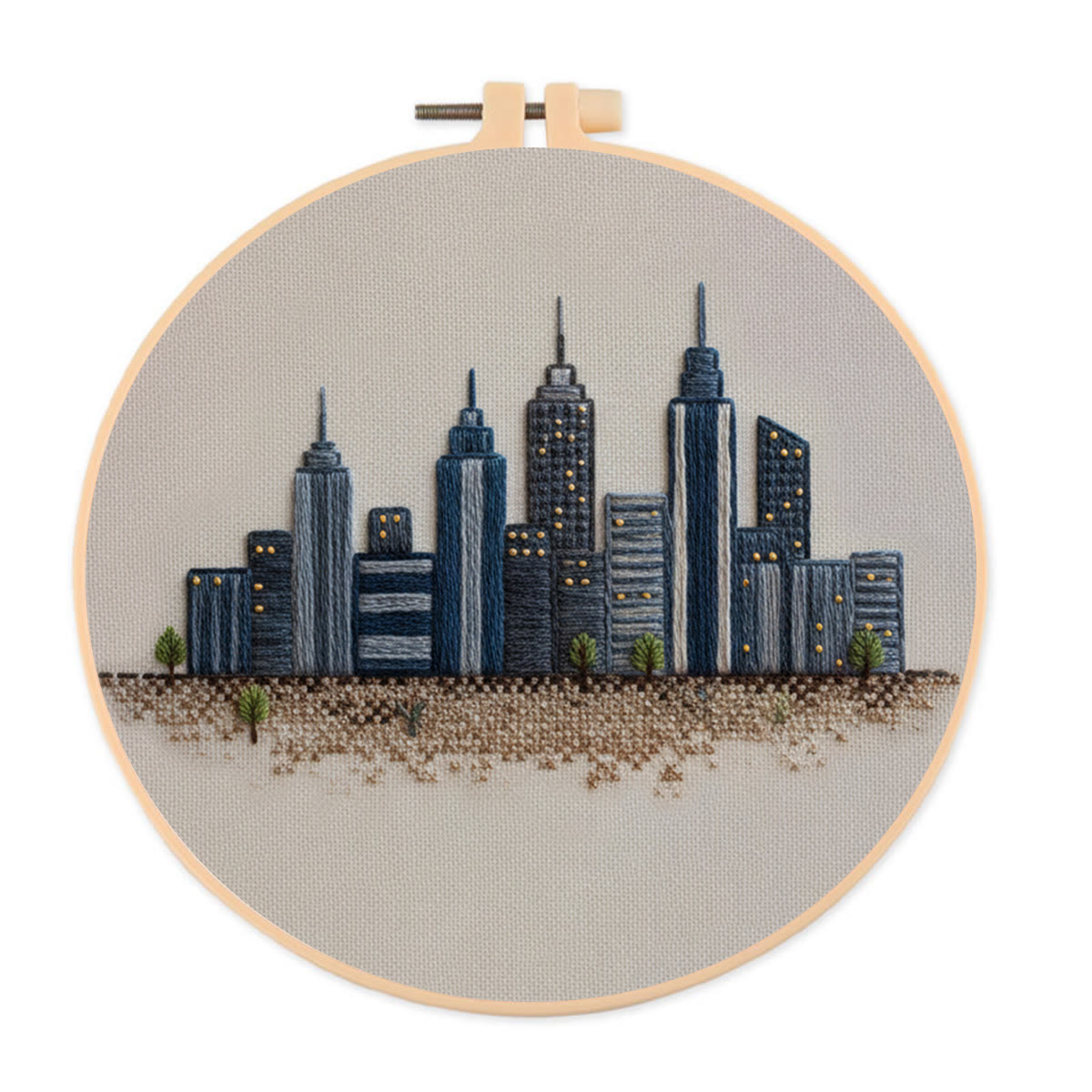 Rubbyoo Embroidery Kit - Urban Skyline Cityscape | Beginner-friendly Handcraft Starter | Sleek Architectural Work - 20*20cm - image 1