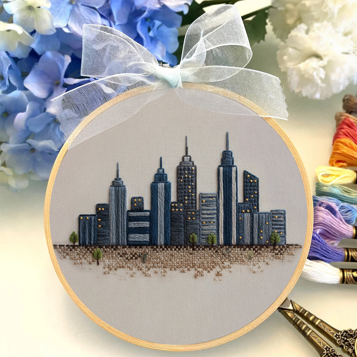Rubbyoo Embroidery Kit - Urban Skyline Cityscape | Beginner-friendly Handcraft Starter | Sleek Architectural Work - image 5