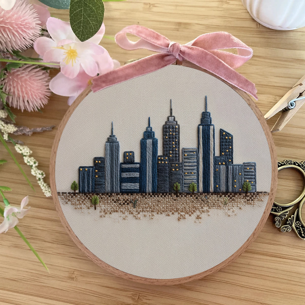 Rubbyoo Embroidery Kit - Urban Skyline Cityscape | Beginner-friendly Handcraft Starter | Sleek Architectural Work - image 6