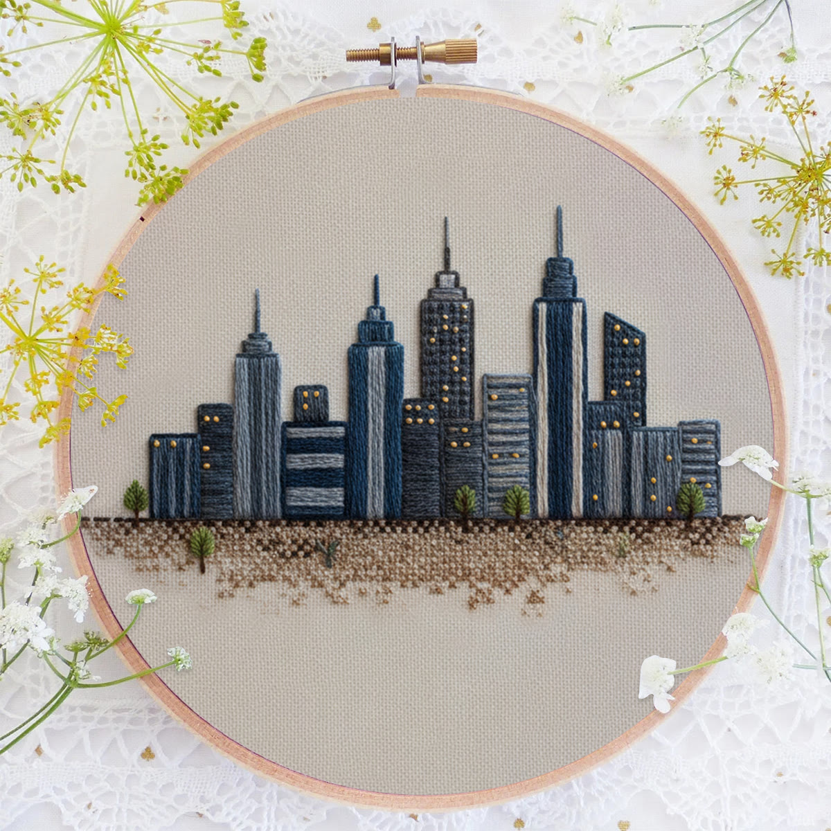 Rubbyoo Embroidery Kit - Urban Skyline Cityscape | Beginner-friendly Handcraft Starter | Sleek Architectural Work - image 2