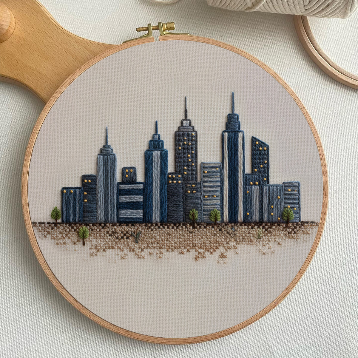 Rubbyoo Embroidery Kit - Urban Skyline Cityscape | Beginner-friendly Handcraft Starter | Sleek Architectural Work - image 3