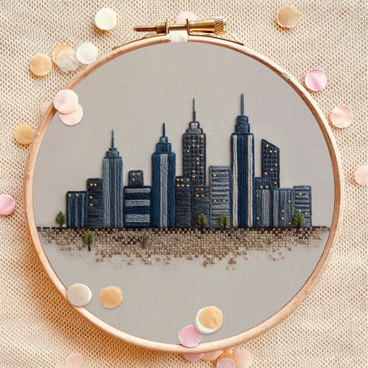 Rubbyoo Embroidery Kit - Urban Skyline Cityscape | Beginner-friendly Handcraft Starter | Sleek Architectural Work - image 9