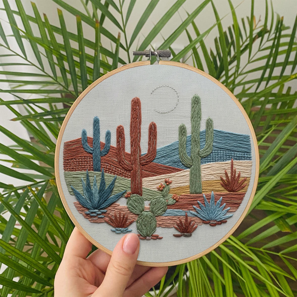 Rubbyoo Embroidery Kit - Desert Cactus Moonlit Landscape | Bohemian Home Accent | Colorful Scenic Creation - image 8
