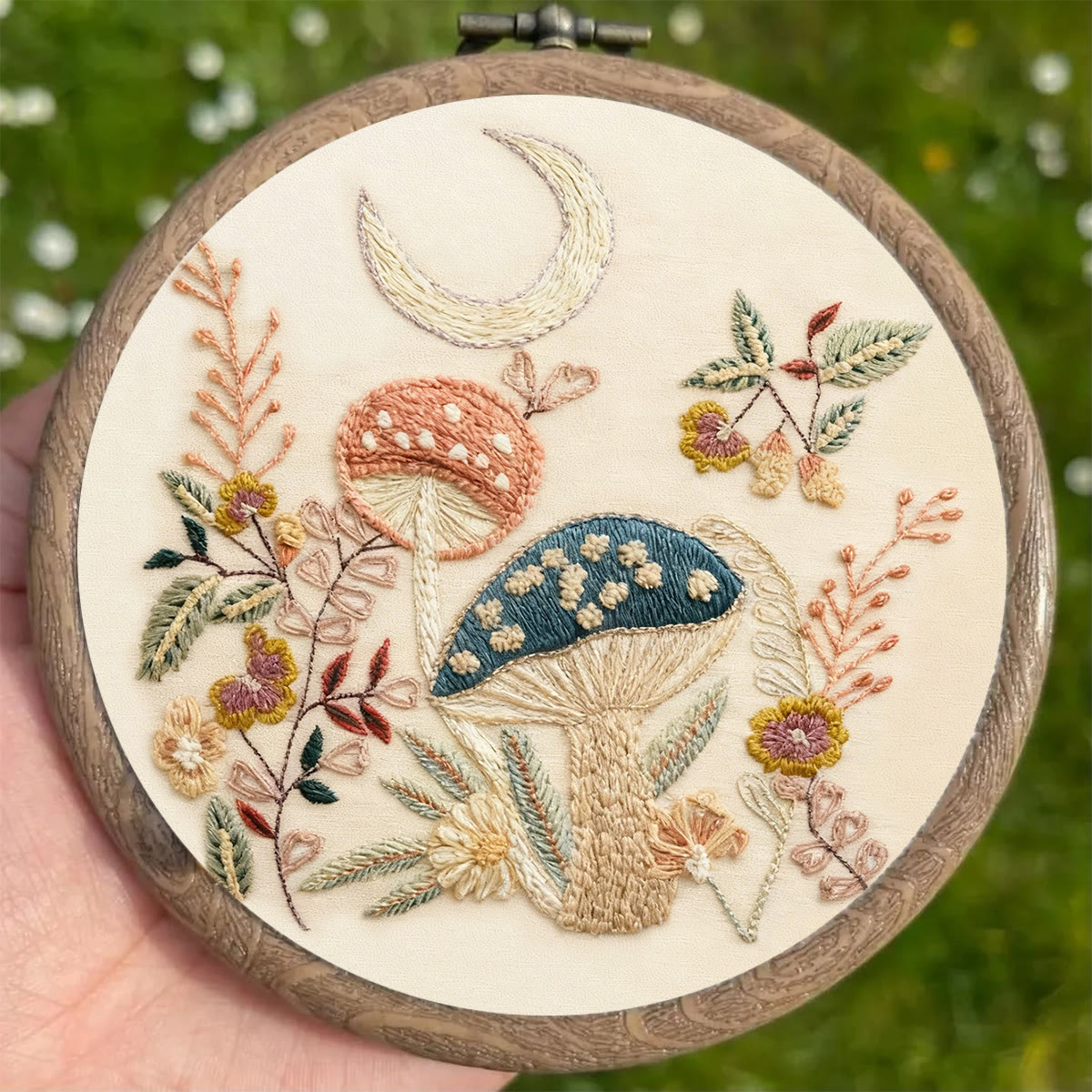 Rubbyoo Embroidery Kit - Mushroom With Moon | Diy Hoop Art | Perfect Needle Craft For Beginner  - image 5